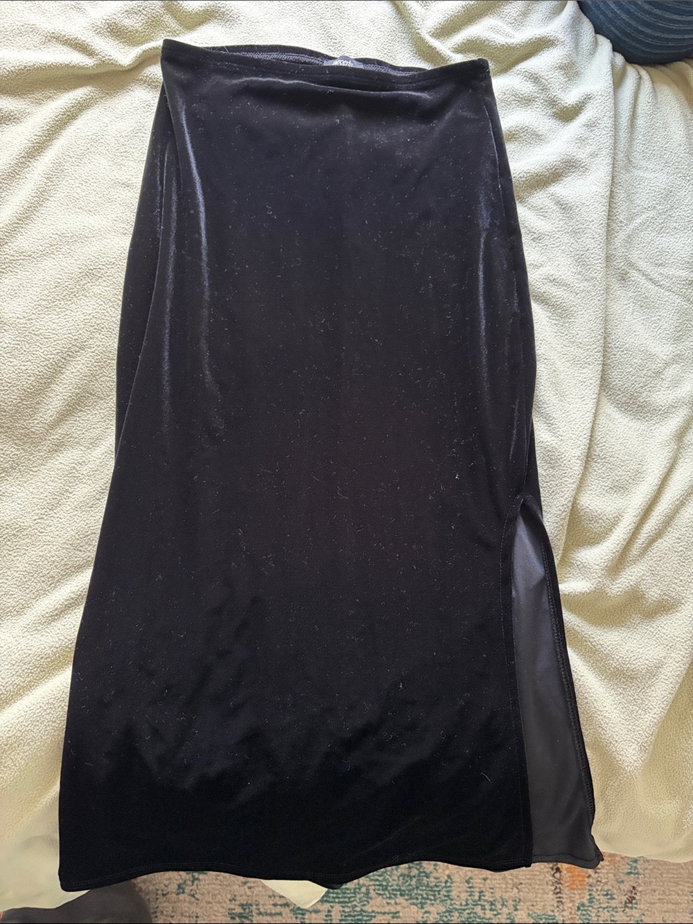 PacSun Black Velvet Midi Skirt with Side Slit